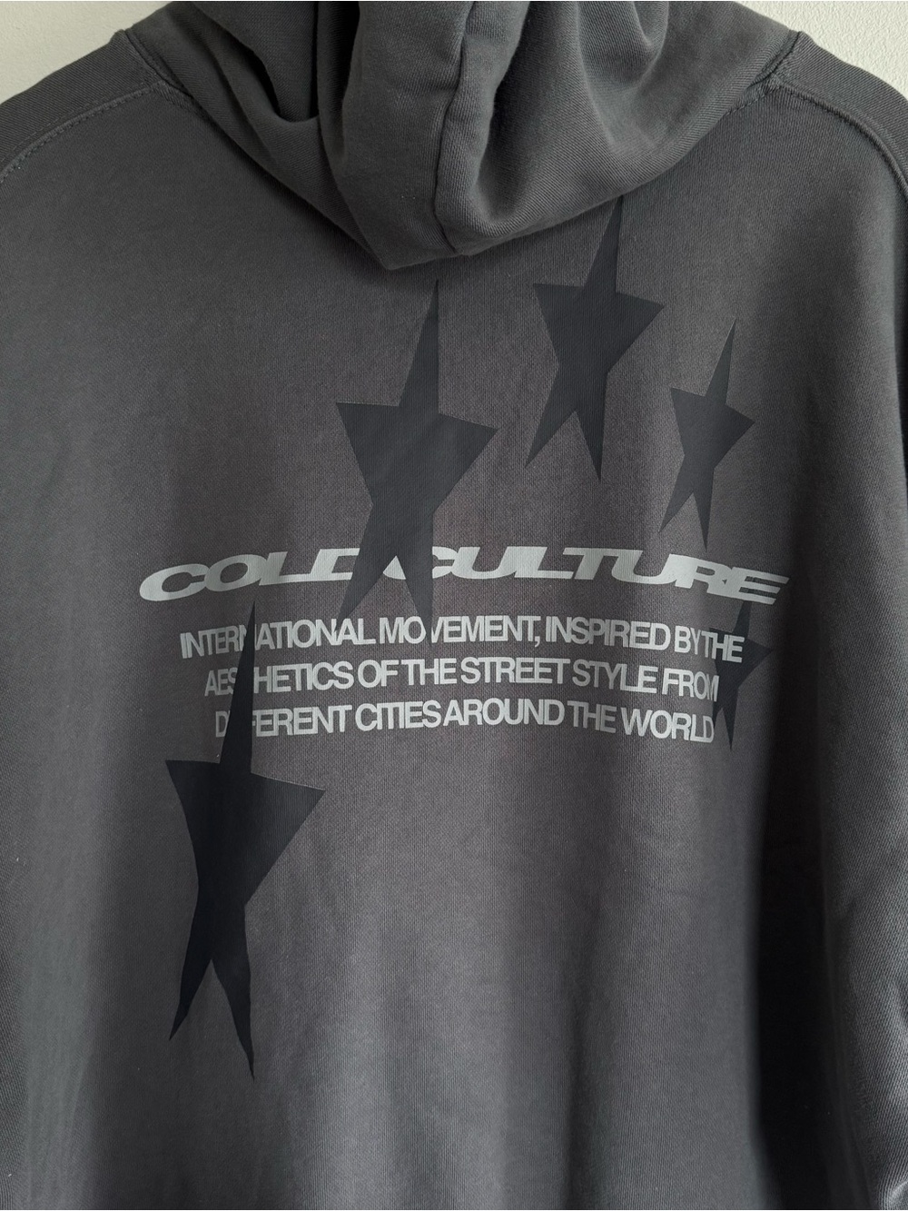 Cold Culture Smokey Grey Cosmos Arc Oversized Star Graphic Hoodie Size large